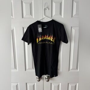 Thrasher Black Flame Logo Graphic Tee Shirt Men’s Small NWT